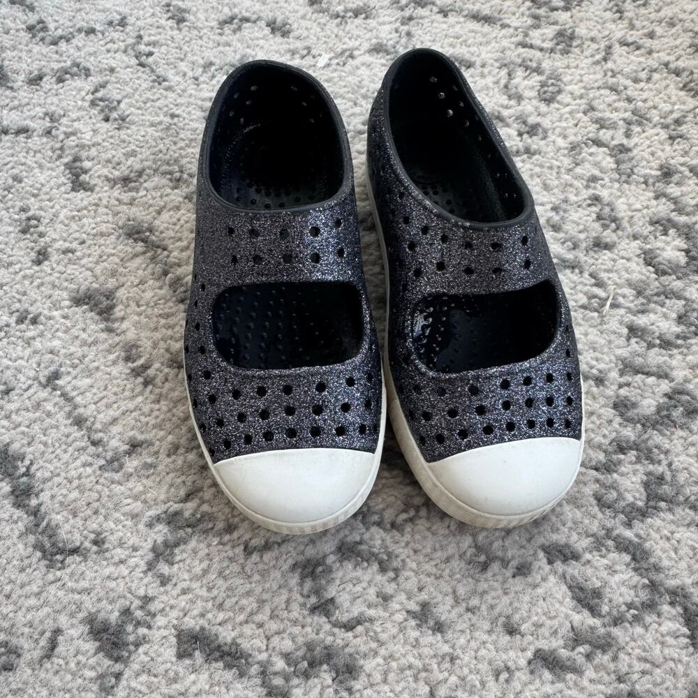 Native Dark Grey Bling Sparkle Mary Jane Shoes 11C - Picture 3 of 7